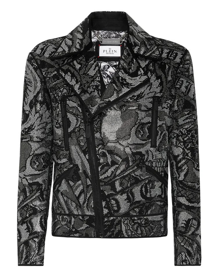 微風南山1F Philipp Plein 麂皮刺青風格摩托車夾克 推薦價310,280元