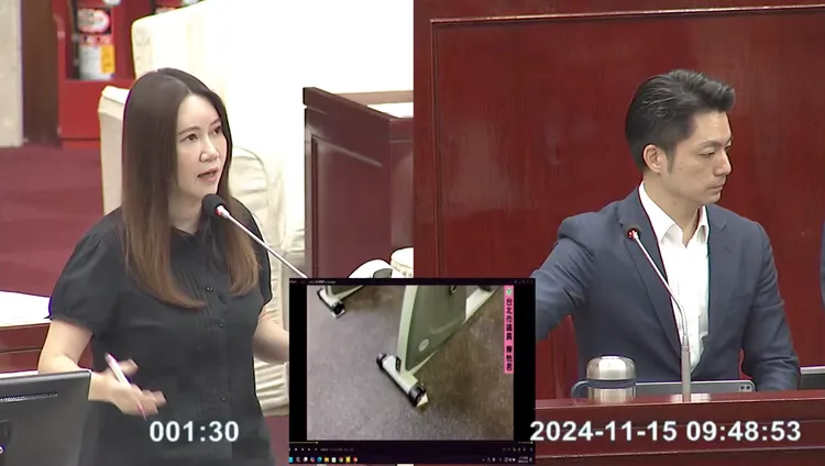 蔣萬安赴議會進行專案報告，陳怡君揭運動中心多項缺失。翻攝台北市議會直播