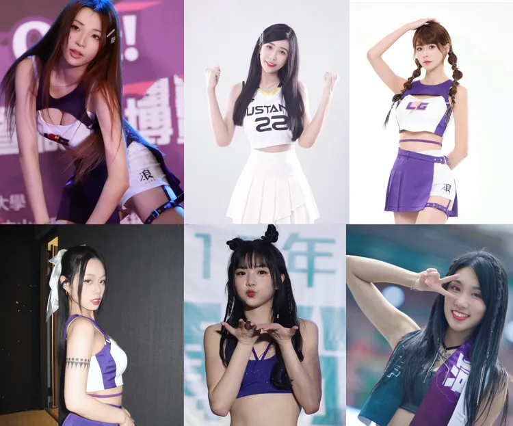 前6名啦啦隊女神小馨（上排左起）、雪寶、諺諺、安娜（下排左起）、笑笑、Jasmine。想想時間有限公司提供