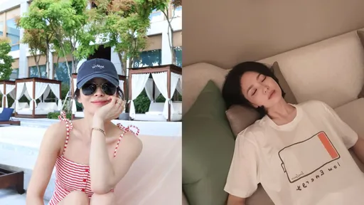 宋慧喬泰國私照連發 套條紋泳裝甜笑、「斷電」樣也曝光