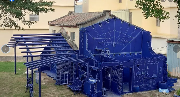 赤崁「藍晒圖地景藝術裝置」。觀光局提供