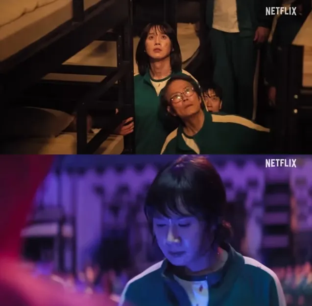 朴成焄化妝、搽指甲油、綁馬尾，以女性扮相參戰。翻攝Netflix