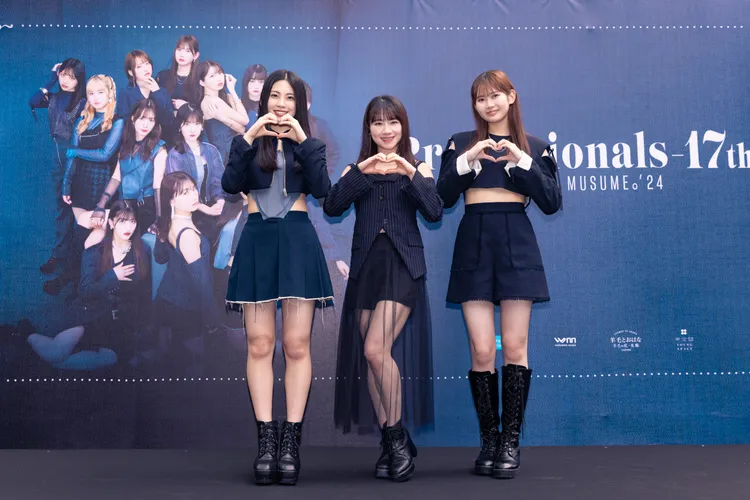 櫻井梨央（左起）想吃珍珠奶茶，石田亞佑美難忘火鍋，岡村譽想去廟宇走走。 COME ON JKSSP提供