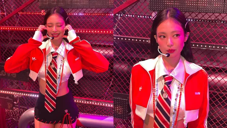 Jennie著adidas Originals x Avavav 2024秋冬系列打歌。翻攝Jennie IG