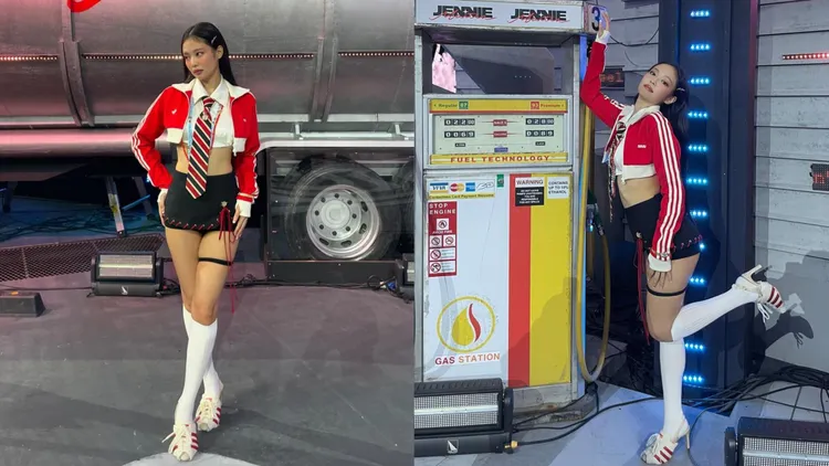 Jennie著adidas Originals x Avavav 2024秋冬系列打歌。翻攝Jennie IG