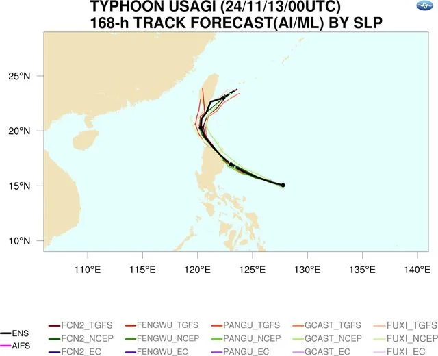 「天兔」颱風預測路徑相當貼近台灣。翻攝《觀氣象看天氣》臉書