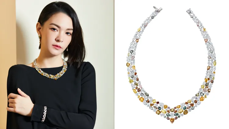 De Beers Soothing Lotus高級珠寶鑽石項鍊，鑽石總重153.41克拉，3655萬元。品牌提供
