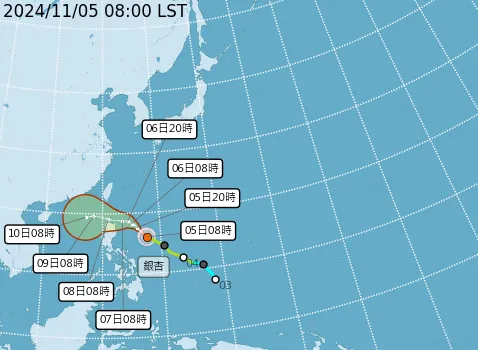 颱風銀杏轉中颱!預估慢行1天 專家曝「3地區」週末有強降雨