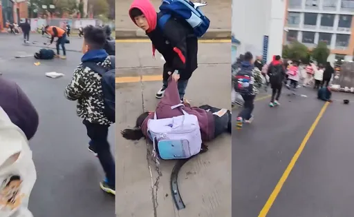 湖南小學外遭人開車衝撞!「詭笑」司機遭拖出痛毆 十餘人送醫