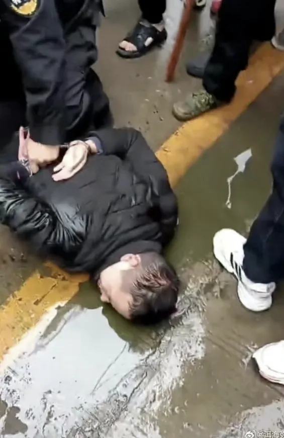 肇事司機被群眾制伏。翻攝自微博＠whyyoutouzhele