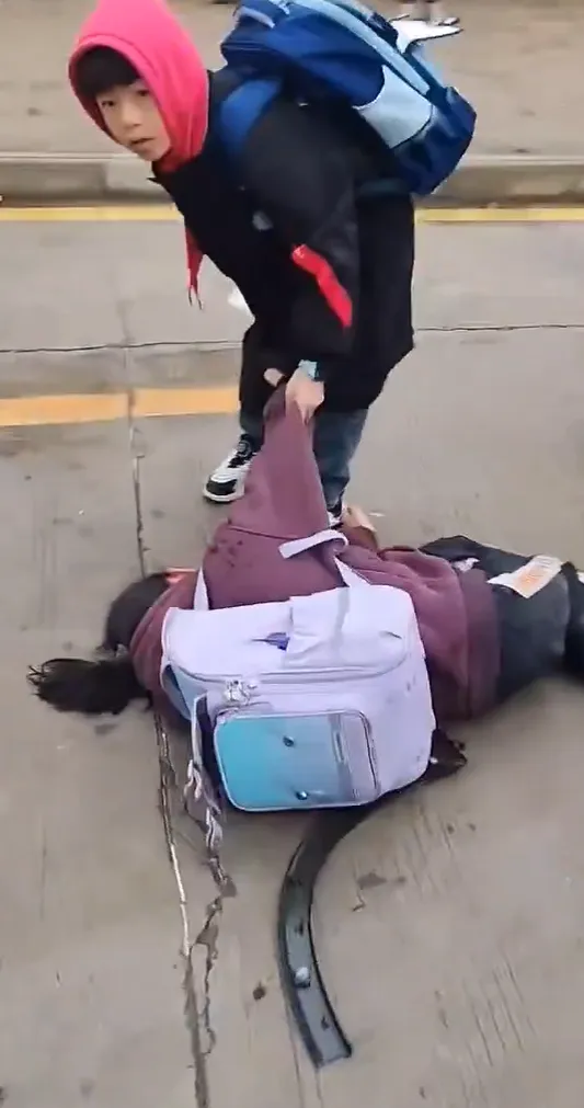 受傷倒地的學童。翻攝自翻攝自Ｘ@whyyoutouzhele