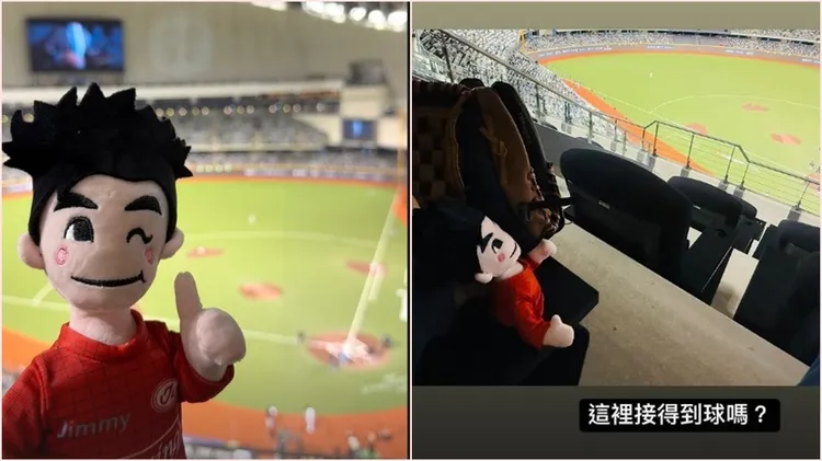 林志穎帶Ｑ版玩偶一起去大巨蛋看球。翻攝自林志穎IG