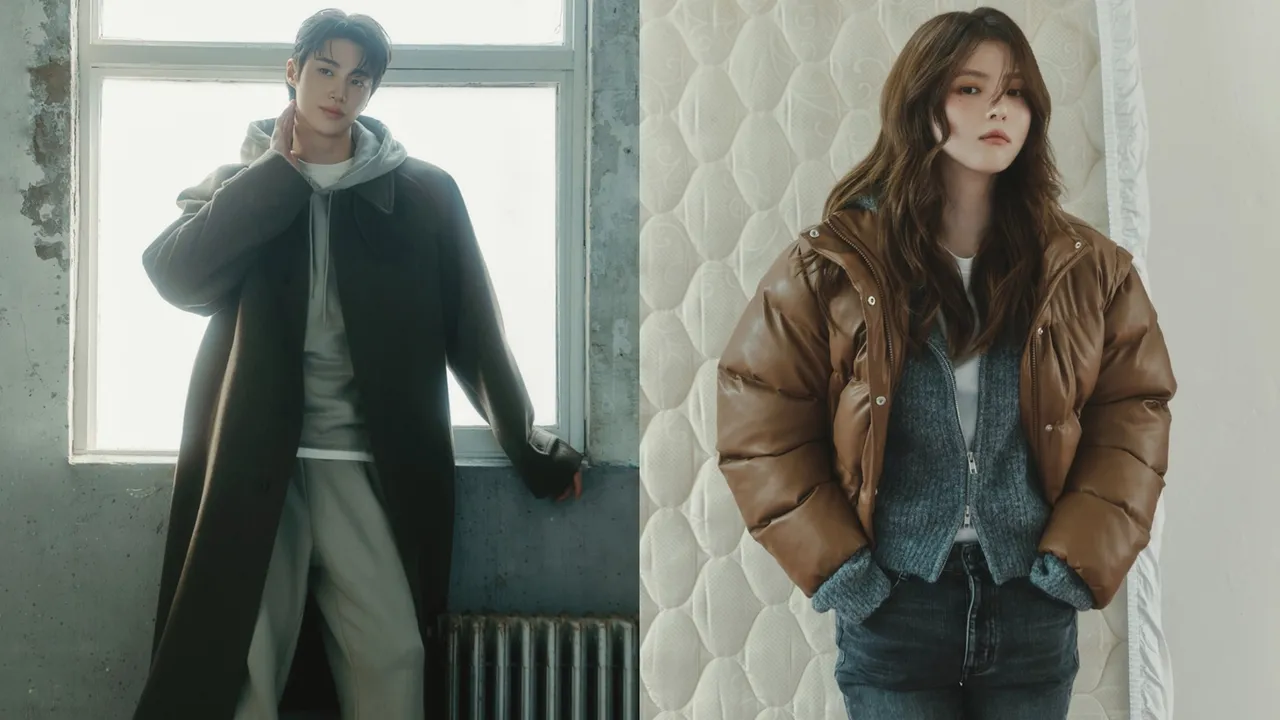 邊佑錫（左）、韓素希（右）拍攝GIORDANO秋冬形象照。翻攝giordanokr IG