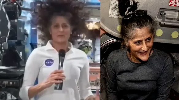 59歲的威廉斯剛到太空站的狀況（左），最近則明顯消瘦（右）。翻攝NASA