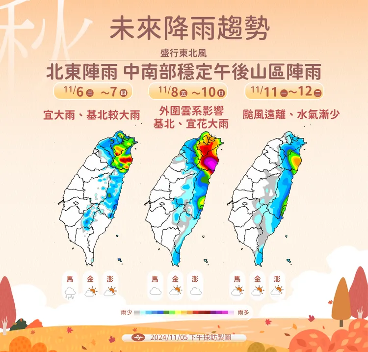未來降雨趨勢。氣象署提供