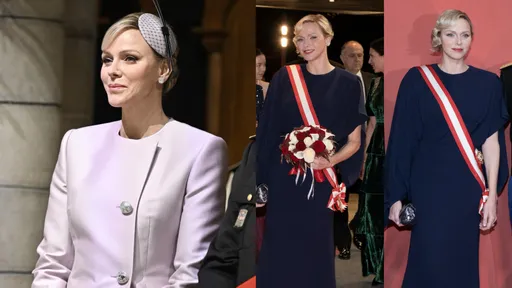 摩納哥「美人魚」王妃超愛LV 國慶日穿淡紫色套裝氣質封頂