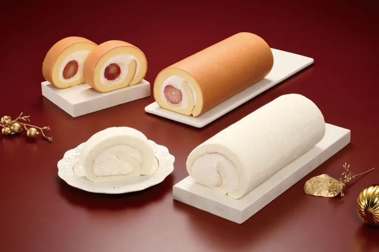 2024雪白聖誕，就吃亞尼克「雪天使生乳捲」和「鮮採草莓生乳捲」。業者提供