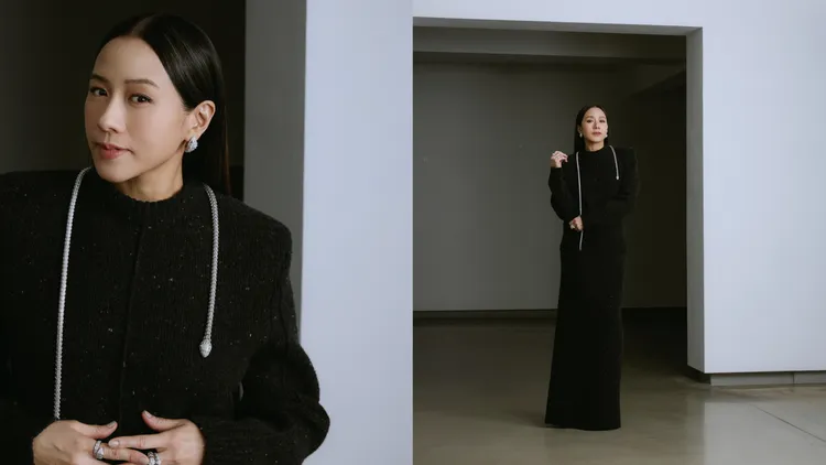 林嘉欣身著BOTTEGA VENETA搭配寶格麗珠寶展現簡約美。品牌提供
