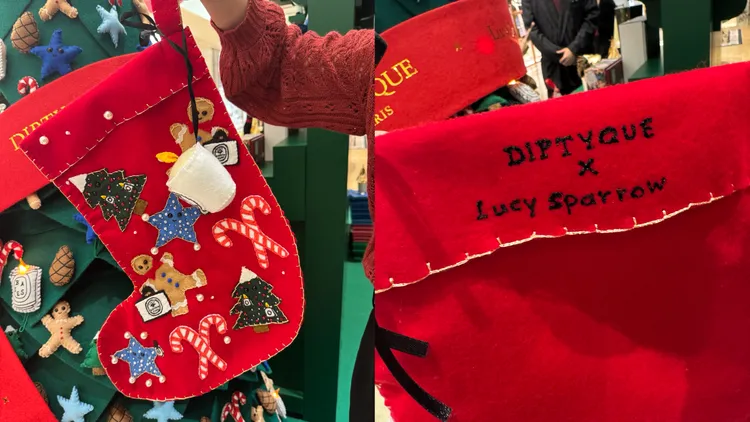 藝術家Lucy Sparrow作品限量聖誕襪，7500元。張家玲攝