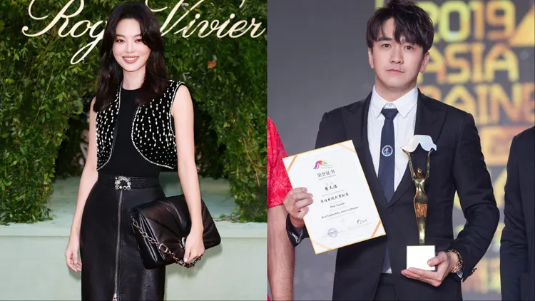 辛芷蕾（左）被爆出與交往6年的緋聞男友翟天臨（右）分手。左圖品牌提供、右圖翻攝翟天臨微博