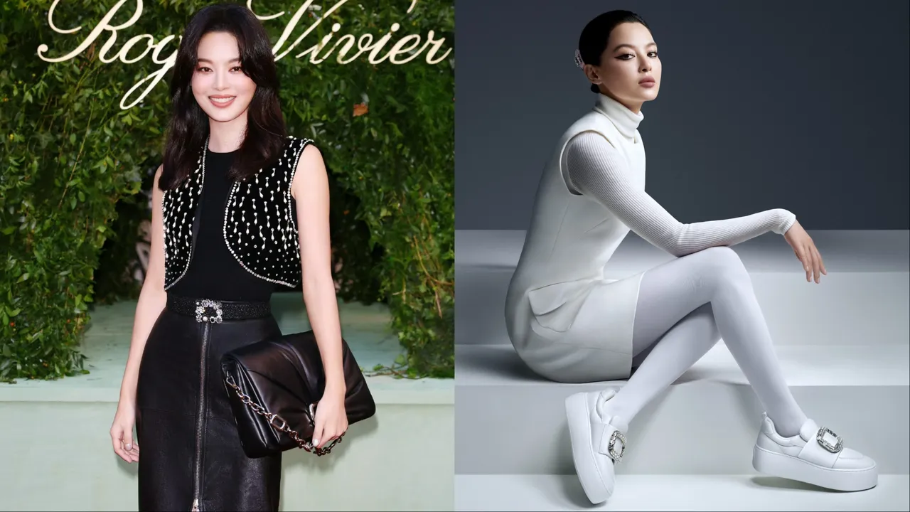 辛芷蕾替代言品牌鞋履品牌Roger Vivier拍攝形象照。品牌提供