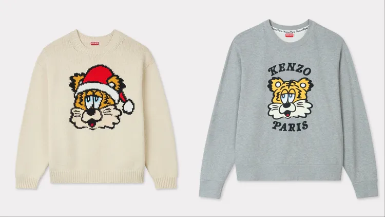 KENZO VERDY MARKET奶油白WINKY針織上衣（左）3萬1800元、鐵灰色WINKY衛衣（右）1萬8800元。品牌提供