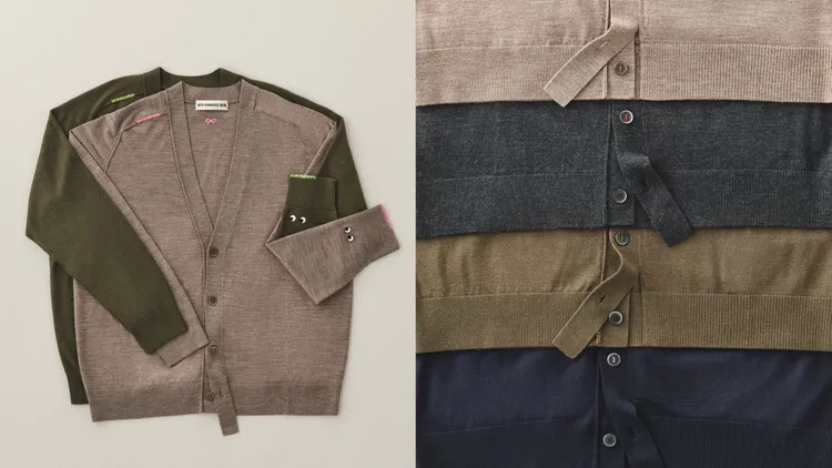 UNIQLO x ANYA HINDMARCH美麗諾V領開襟外套，各1490元。品牌提供