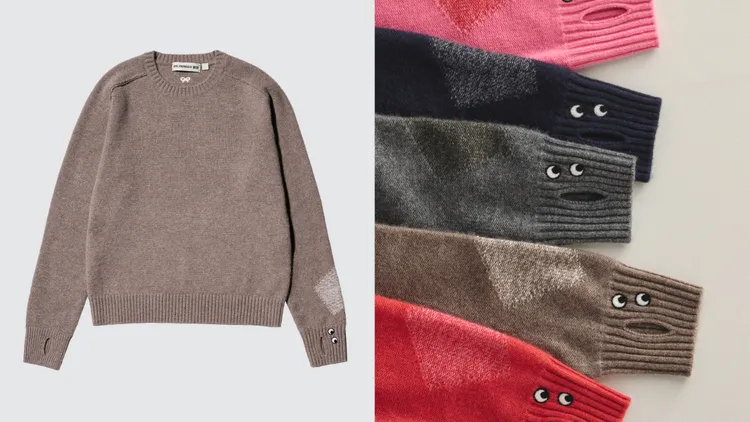 UNIQLO x ANYA HINDMARCH喀什米爾圓領毛衣，各3990元。品牌提供