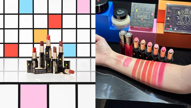 柔霧慕斯唇膏PAC-MAN版限量6色，各1450元；晶鑽桂馥修護潤唇精華PAC-MAN版，各1400元。品牌提供