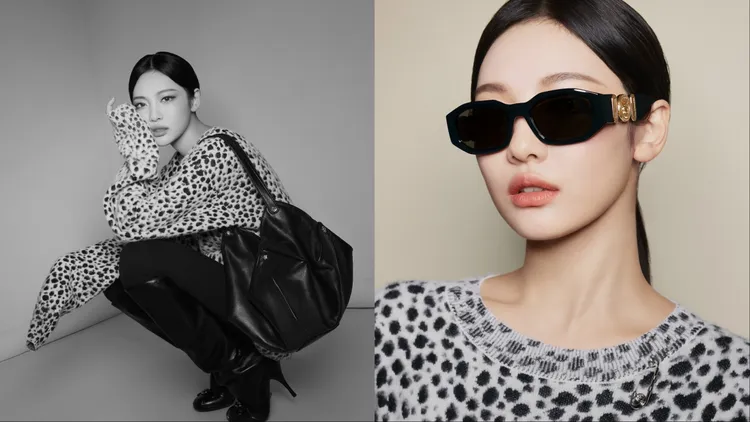 寧藝卓換上大麥町斑點的舒適針織毛衣。品牌提供