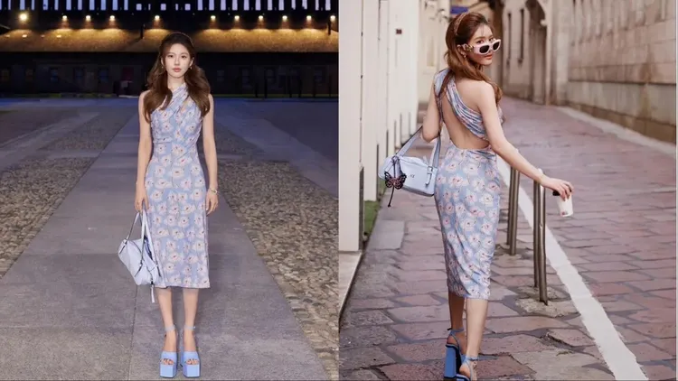 趙露思在米蘭時裝周搭配的全新Versace Tag包款。品牌提供