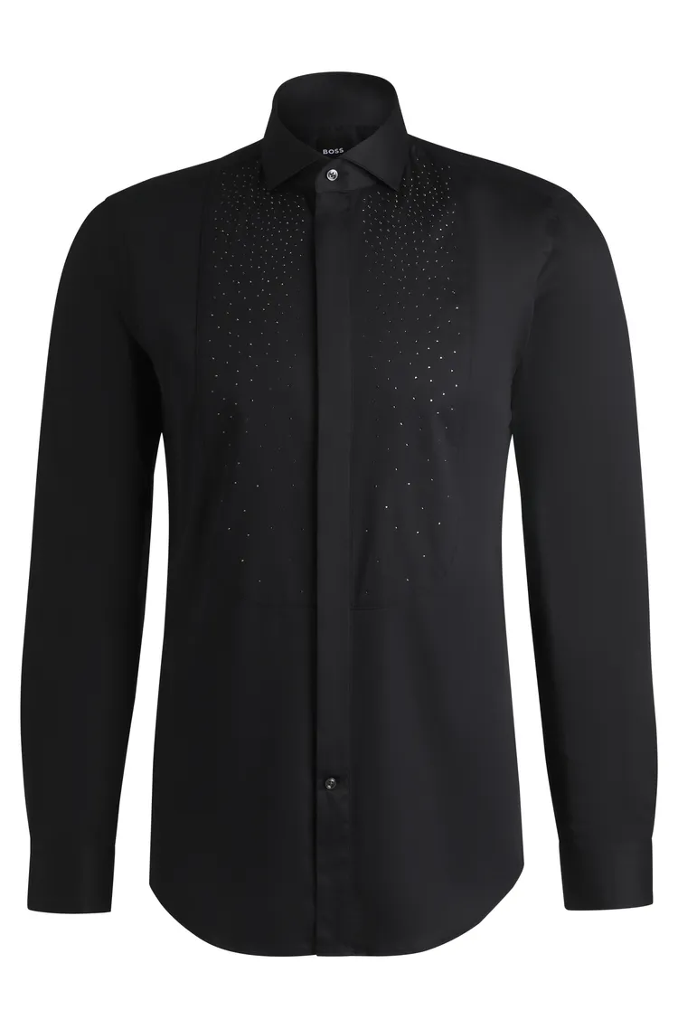 BOSS黑色水鑽裝飾禮服襯衫，1萬2400元。品牌提供