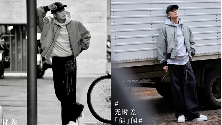 檀健次以潮流樣貌駕馭H-Stripes。品牌提供