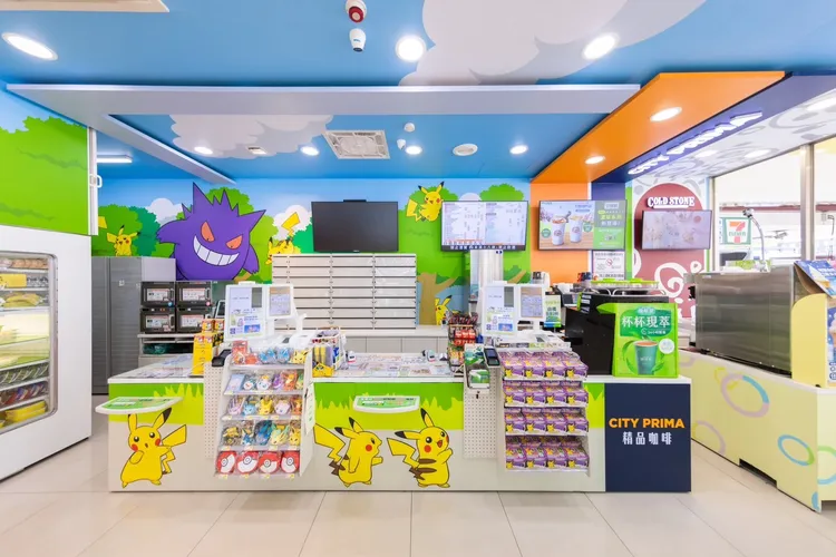 高雄左營重惠門市以寶可夢森林為主軸。7-11提供