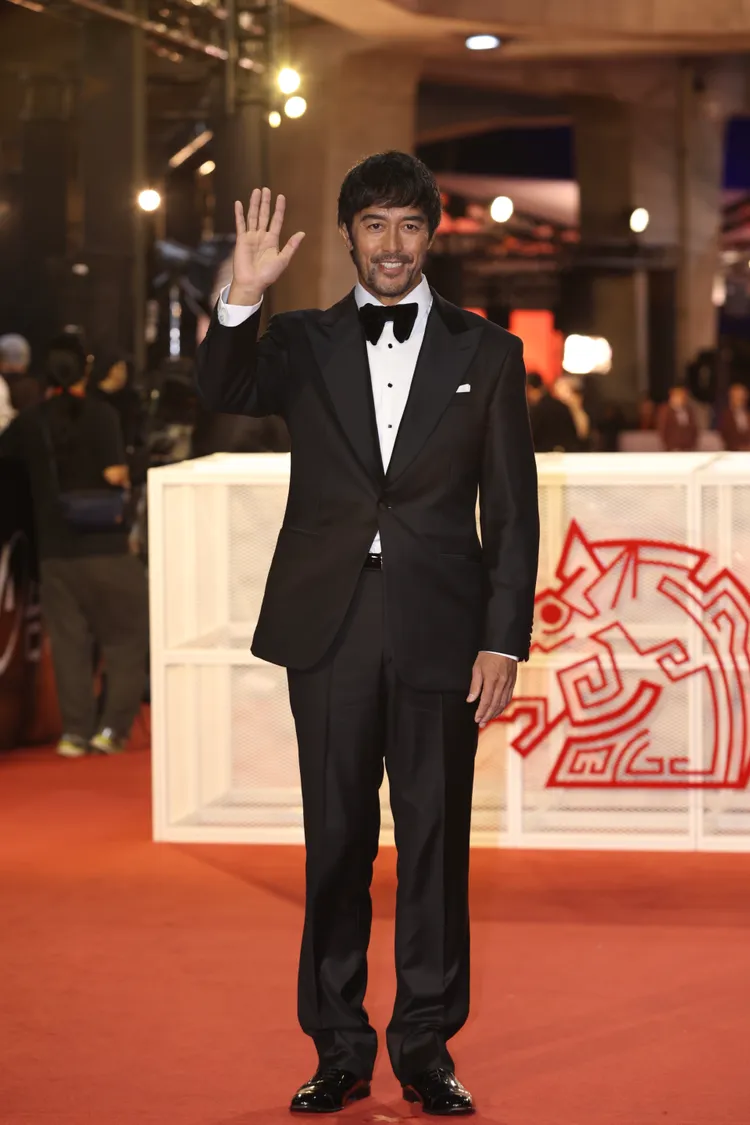 阿部寬開心參加金馬盛會。彭欣偉攝