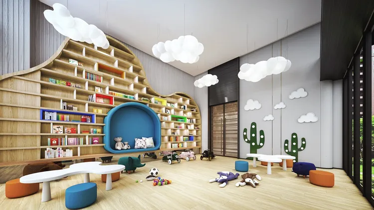 「艾美御花園」休閒設施比照豪宅等級規劃，設置KTV、視聽室、閱讀區、交誼廳、媽媽教室、會議廳、宴會廳、健身房、兒童遊戲室等。三地集團提供