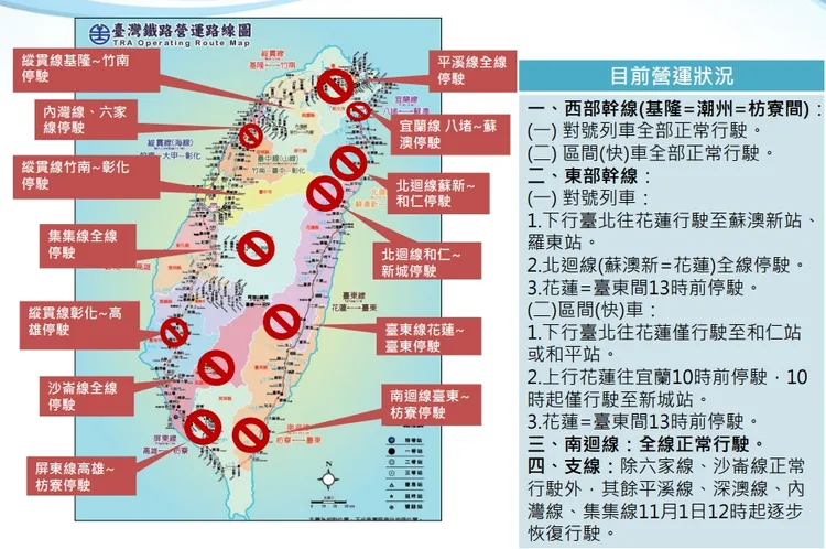 台鐵行駛狀況。消防署提供