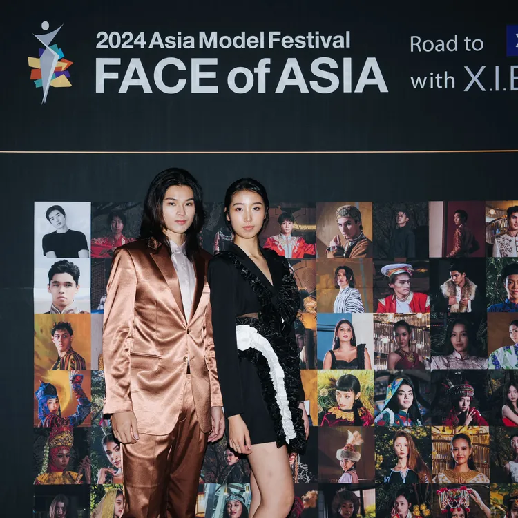 璀璨之星模特兒組男女冠軍黃楷竣（左）、張齡之參加2024亞洲模特兒大賽。伊林娛樂提供