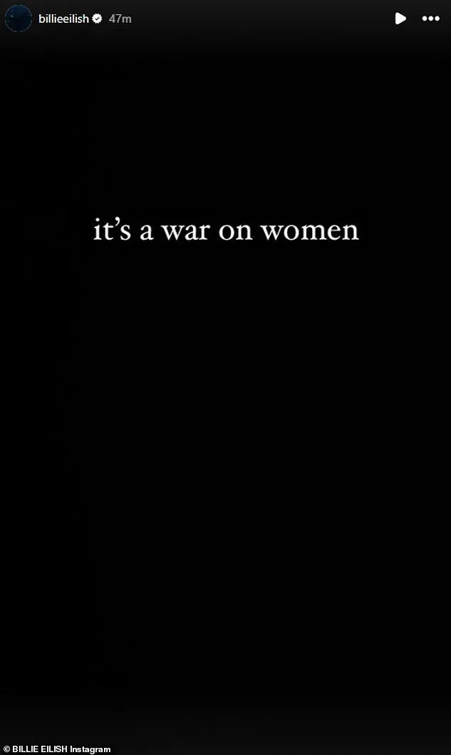 怪奇比莉在限動表示「這是對女性宣戰」。翻攝IG