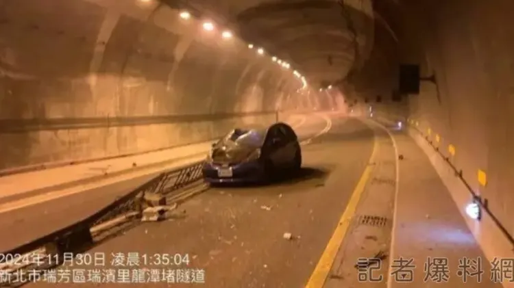 小客車擋風玻璃破碎。翻攝自記者爆料網