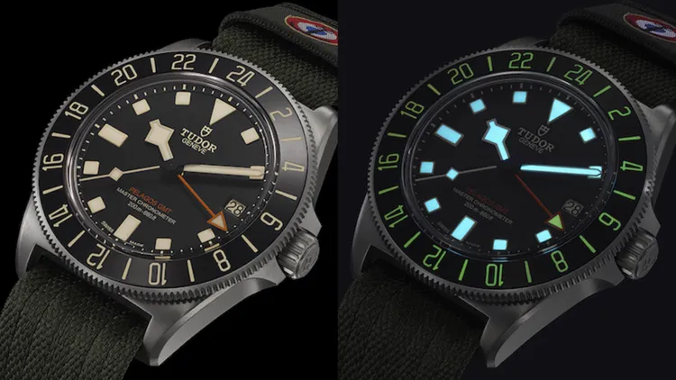 Pelagos FXD GMT腕錶配合夜光顯示功能，在昏暗環境中與任務中僅需一撇就能迅速讀取時間。品牌提供