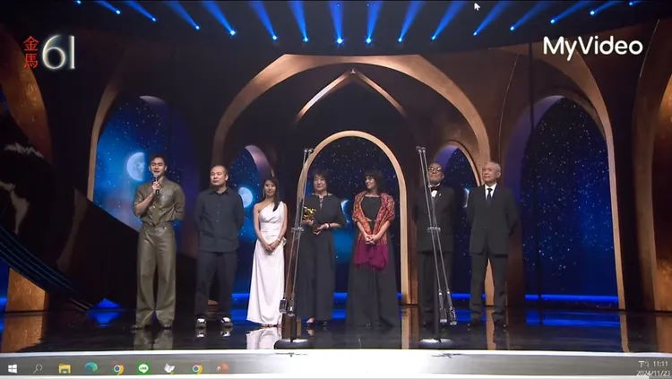 金馬61典禮尾聲，台視畫面與MyVideo網路直播畫面突然出現Windows工作列。翻攝批踢踢Golden-Award看板
