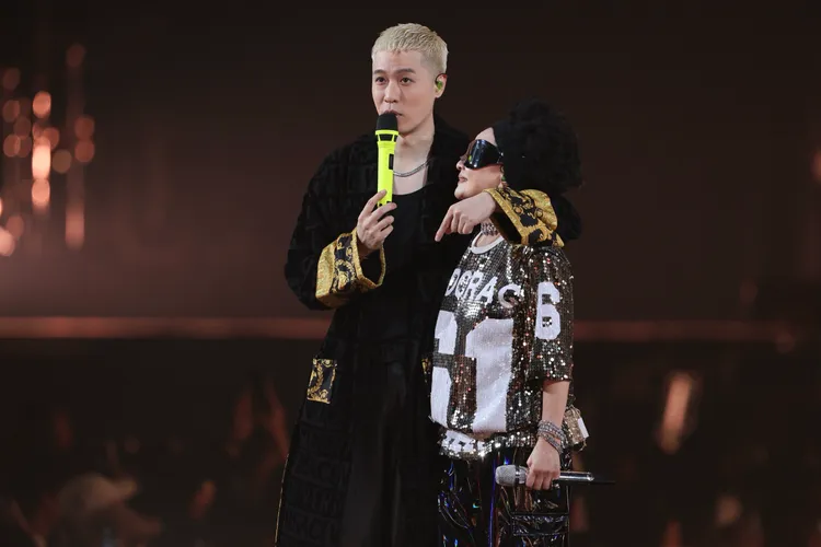 周湯豪與媽媽安可合體演出，萌翻全場。彭欣偉攝