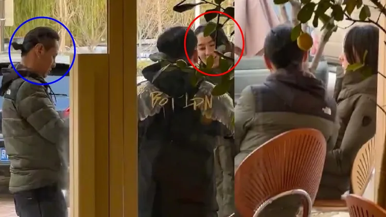 網友目擊馬浴柯和梁洛施在咖啡廳外互動親密。翻攝會火微博