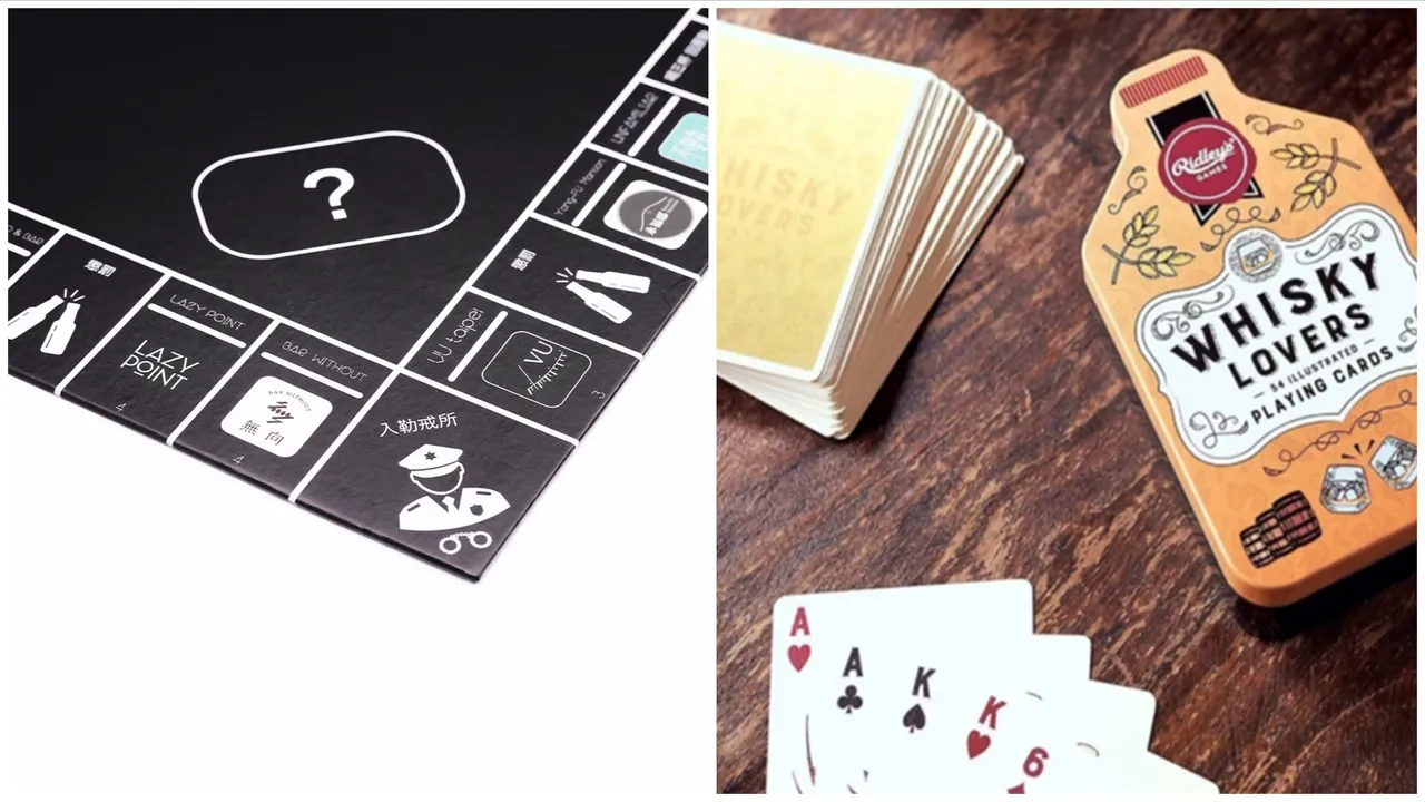 FLOAT The Drunk Land醉後大富翁(左圖)1499元、Ridley's Games威士忌愛好者撲克牌(右圖)600元。品牌提供