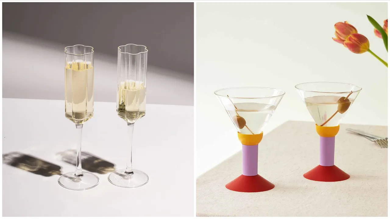 FAZEEK WAVE CUPLE GLASSES波浪酒杯(左圖)2入/3280元、MoMA Design Store x Bodum Oktett 1983年復刻酒杯(右圖)2入/1670元
。品牌提供