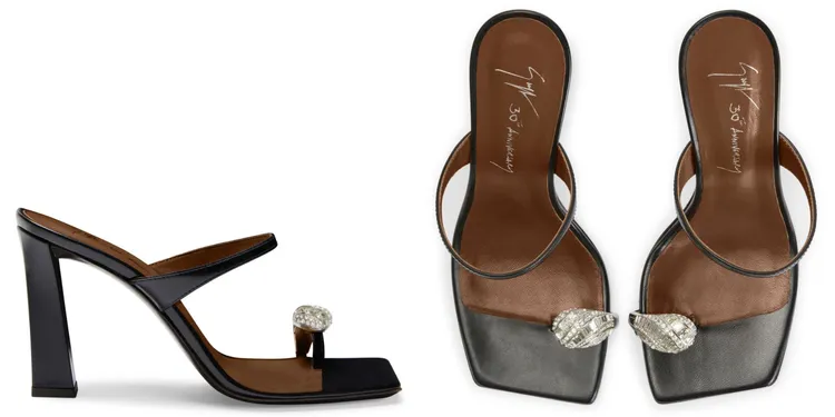 Giuseppe Zanotti Iconic Ring三十周年特別膠囊系列黑色戒指高跟涼鞋，3萬5800元。品牌提供