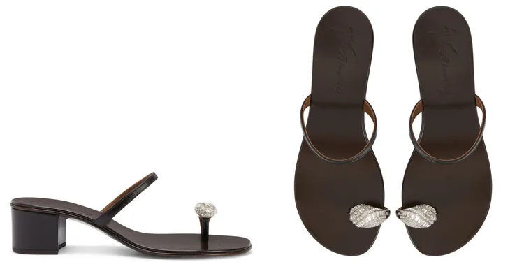 Giuseppe Zanotti Iconic Ring三十週年特別膠囊系列黑色戒指平底鞋，2萬9800元。品牌提供