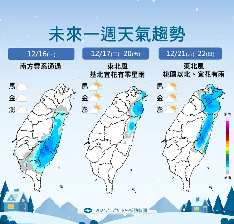 未來降雨預報。氣象署提供