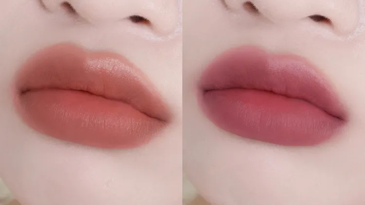 Maybelline泰迪絨霧液態唇泥主打色#25蜜桃絨泰迪（左）、#60玫瑰茶泰迪（右）。品牌提供
